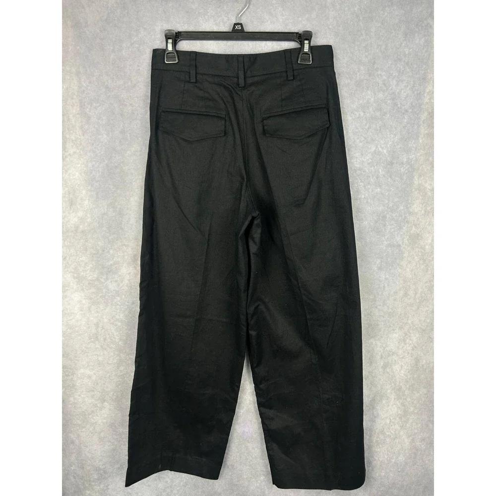 Banana Republic Petite Linen Blend Black Wide Leg Cropped Pants Size‎ 6